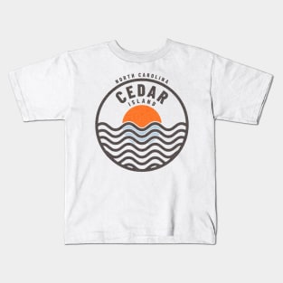 Cedar Island, NC Summertime Vacationing Sunrise Waves Kids T-Shirt